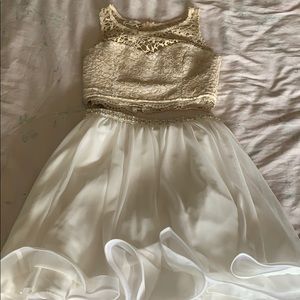 Two Piece Gold and White Special Occasion Dress